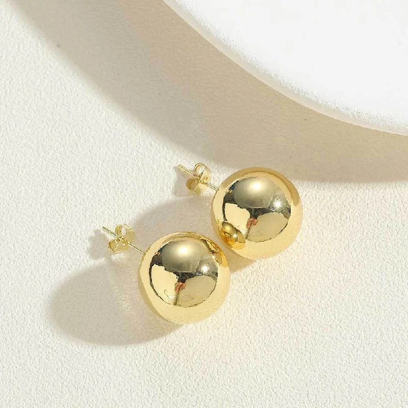 ES2383 Real Gold Small Single Bead Stud Earrings