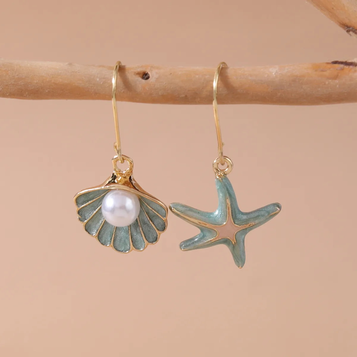 ladies earrings with diamond studs -1 Pair Beach Starfish Copper Drop Earrings