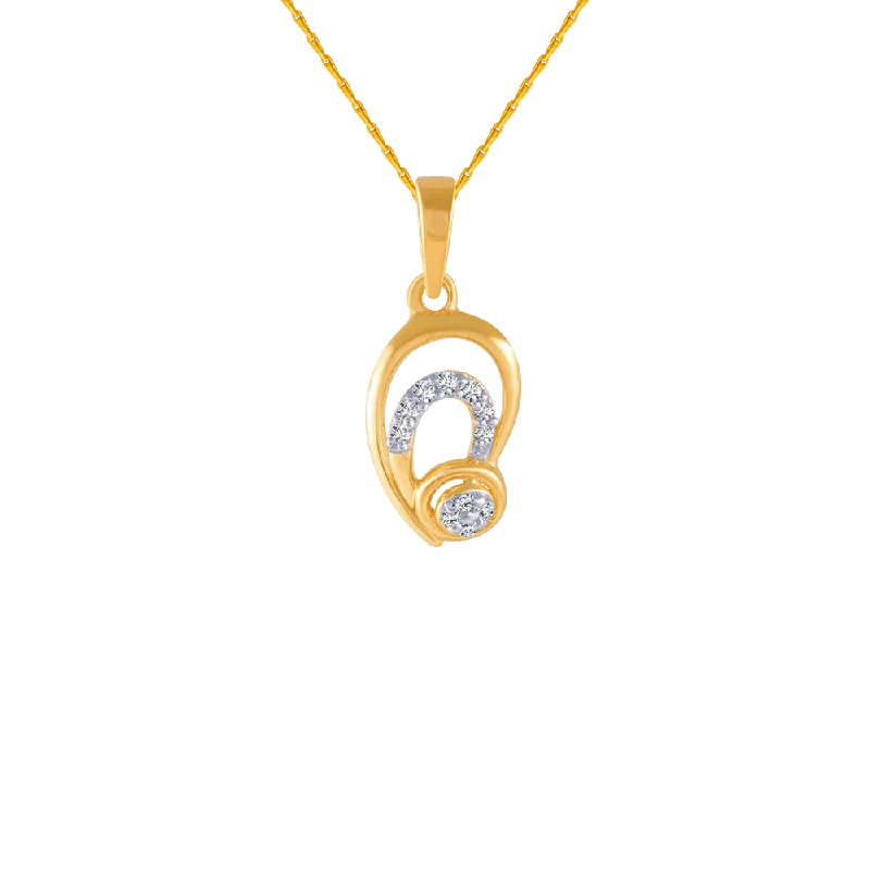 necklaces for beach wear -18KT (750) Yellow Gold And Diamond Pendant For Women