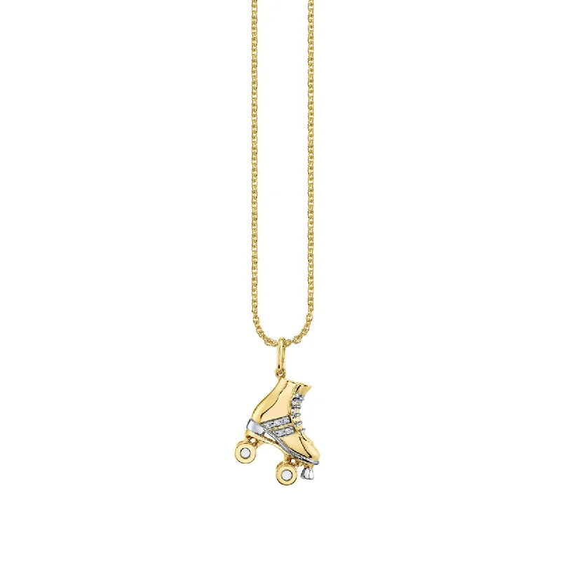 Gold & Diamond Retro Roller Skate Charm