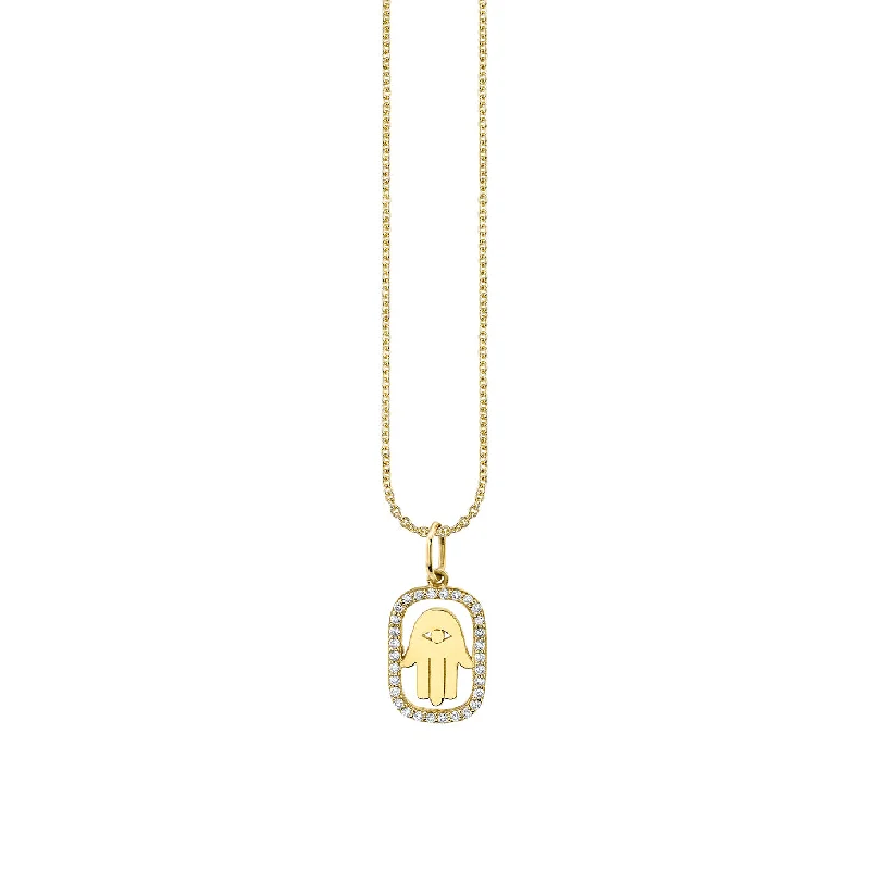 Gold & Diamond Hamsa Open Icon Charm