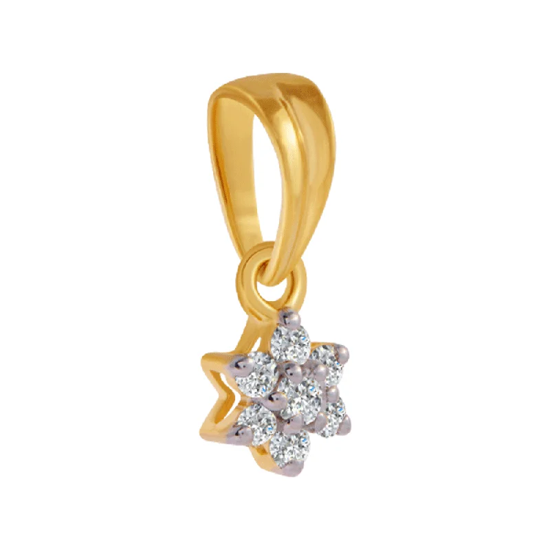 necklaces romantic delicate look -18KT (750) Yellow Gold And Diamond Pendant For Women