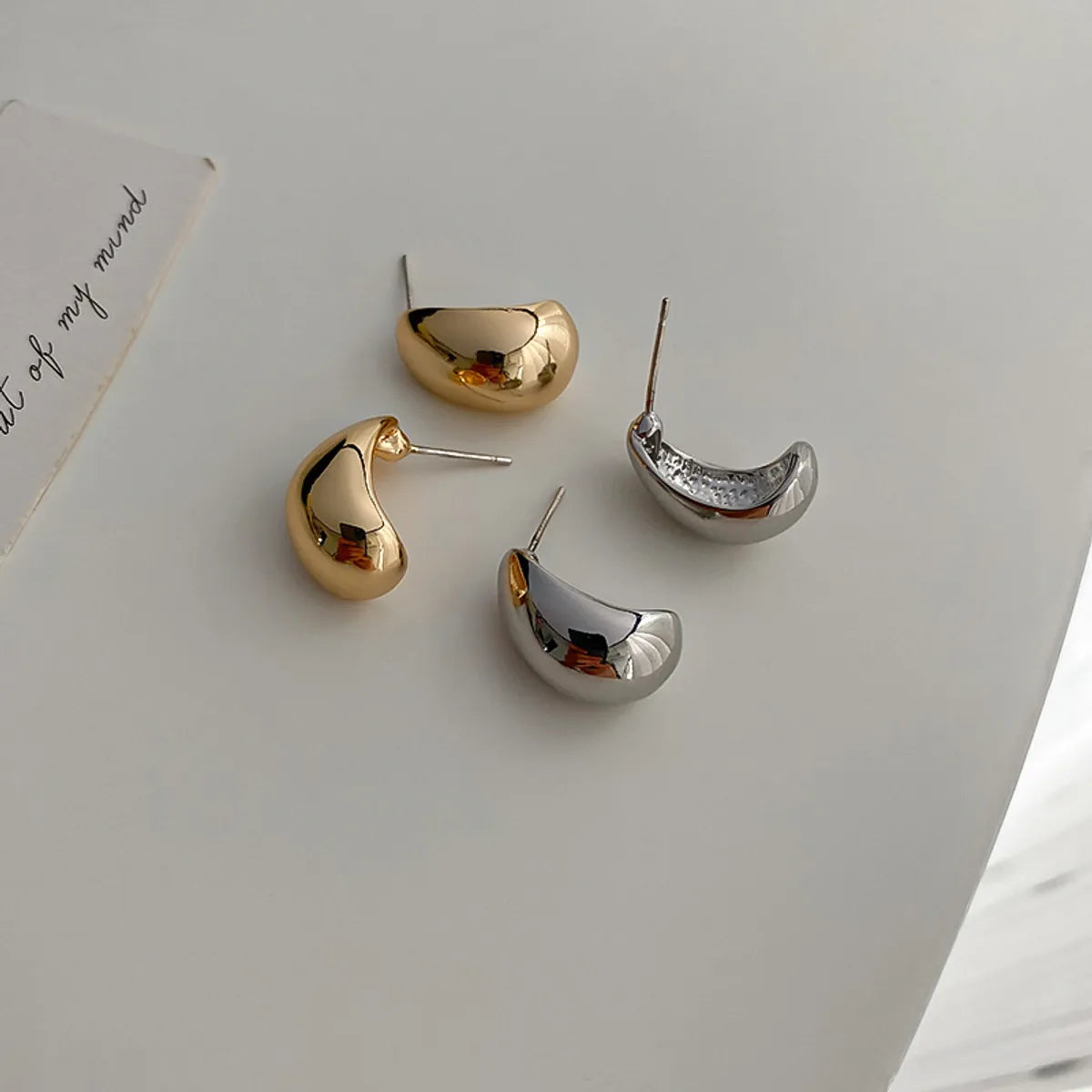 ladies earrings with yellow citrine -1 Pair Simple Style Commute C Shape Water Droplets Plating Alloy Earrings