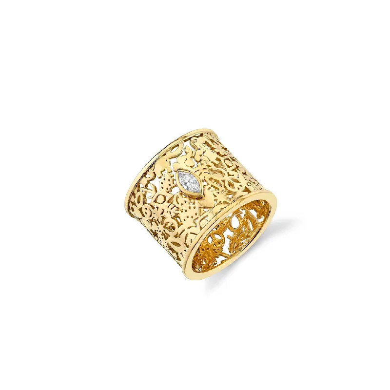 engagement rings yellow gold classic -Gold & Diamond Icon Wallpaper Cigar Band Ring