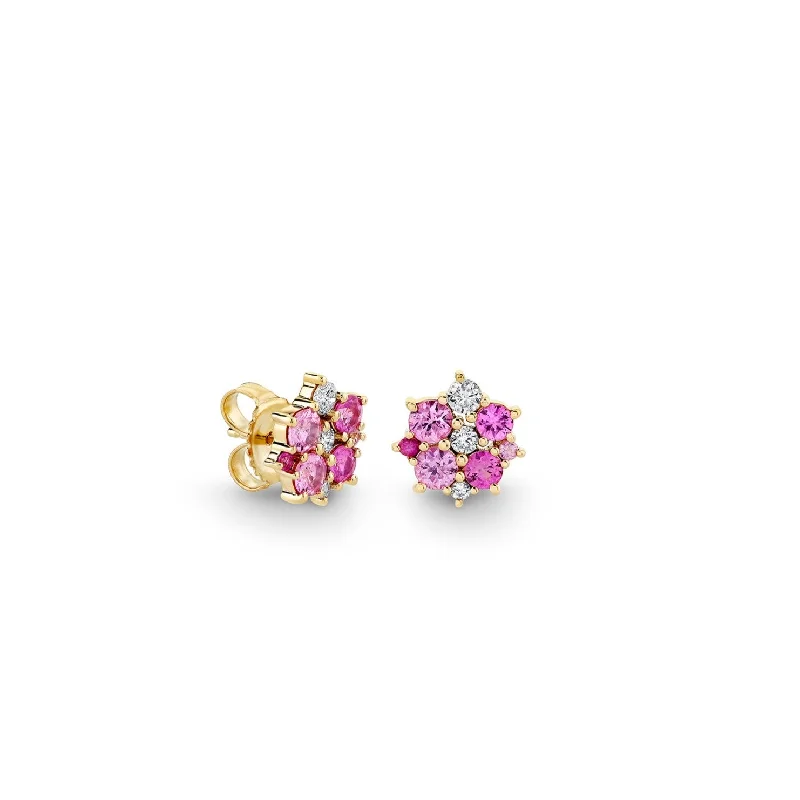 Gold & Diamond Pink Sapphire Cocktail Stud