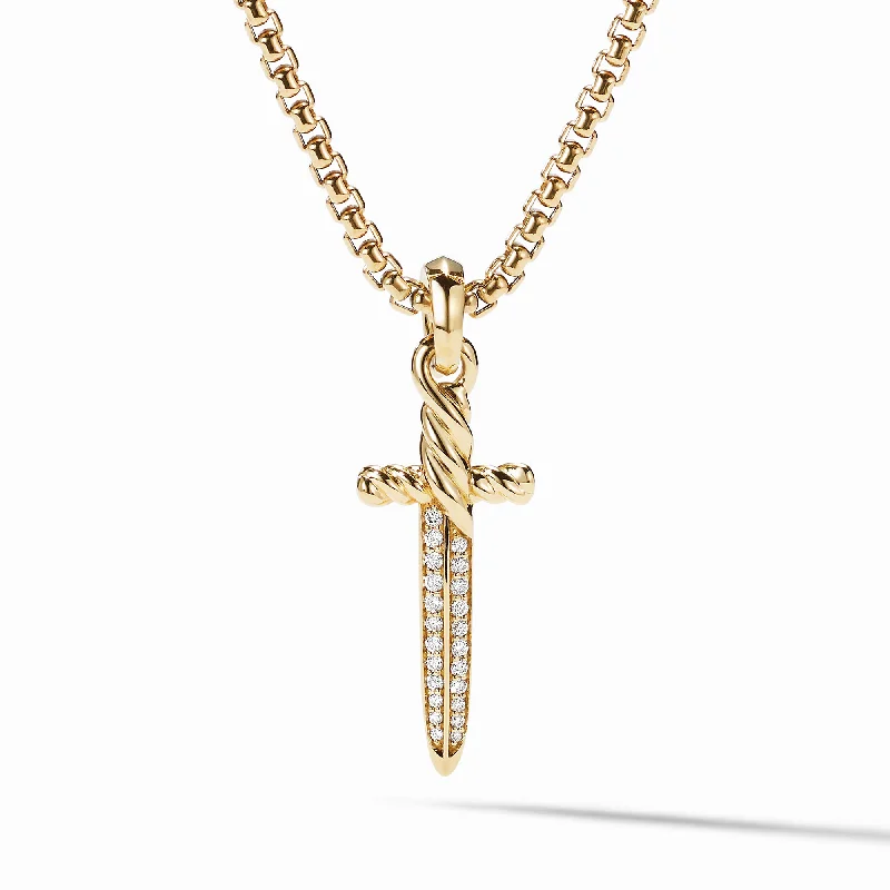 Petrvs® Dagger Amulet in 18K Yellow Gold with Diamonds\, 31.5mm