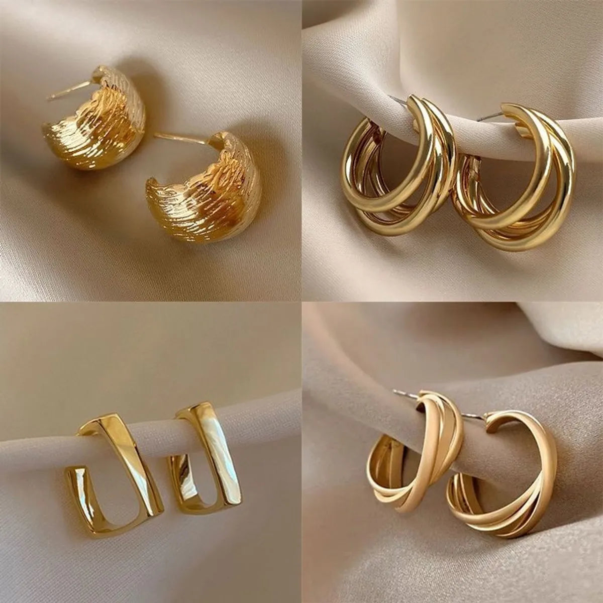 ladies earrings for daily wear -Retro C Shape Solid Color Metal Plating Women'S Earrings 1 Pair