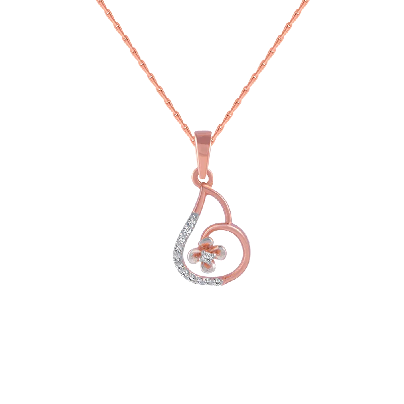 necklaces with rainbow gems -18KT (750) Rose Gold And Diamond Pendant For Women