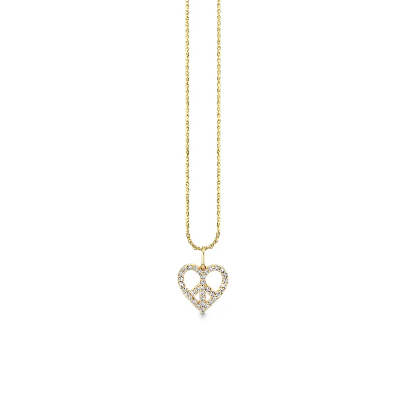 Gold & Diamond Small Peace Heart Charm