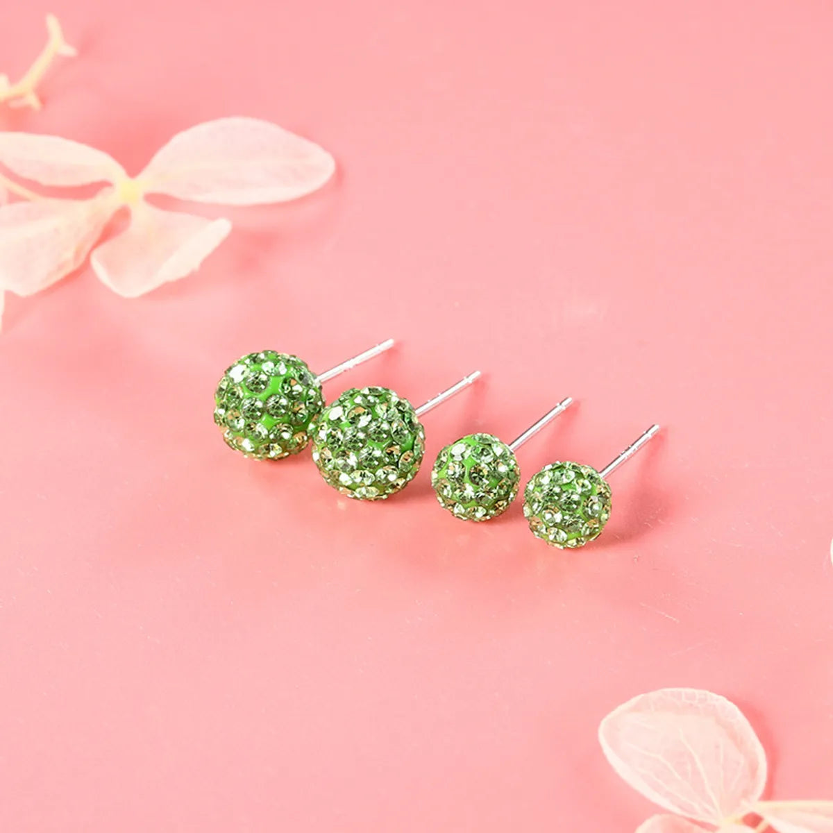 6mm Matcha Green Crystal Ball Ear Studs