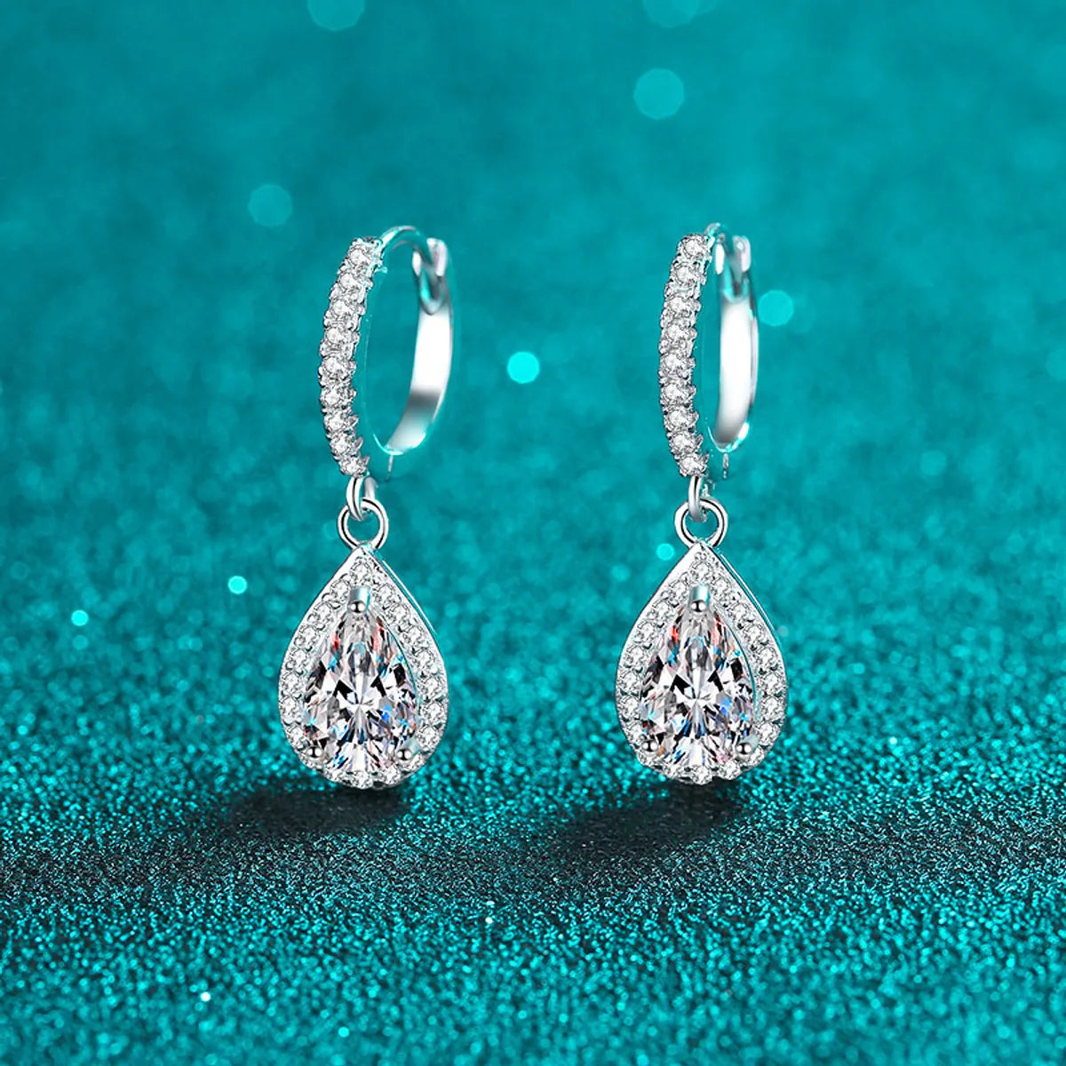 ladies earrings classic timeless beauty -Elegant Water Droplets Sterling Silver Moissanite Zircon Drop Earrings In Bulk