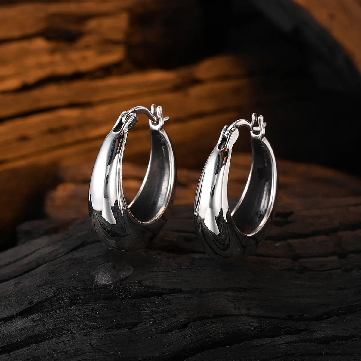 ladies earrings luxury brand appeal -1 Pair Casual U Shape Plating Sterling Silver White Gold Plated Earrings