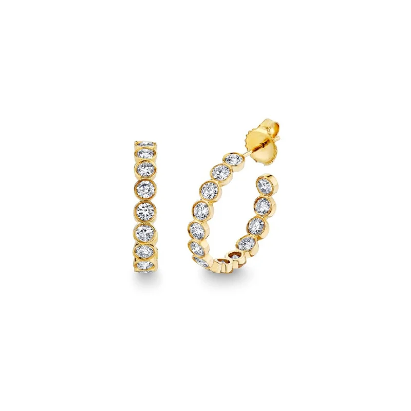 Gold & Diamond Large Bezel Medium Hoops