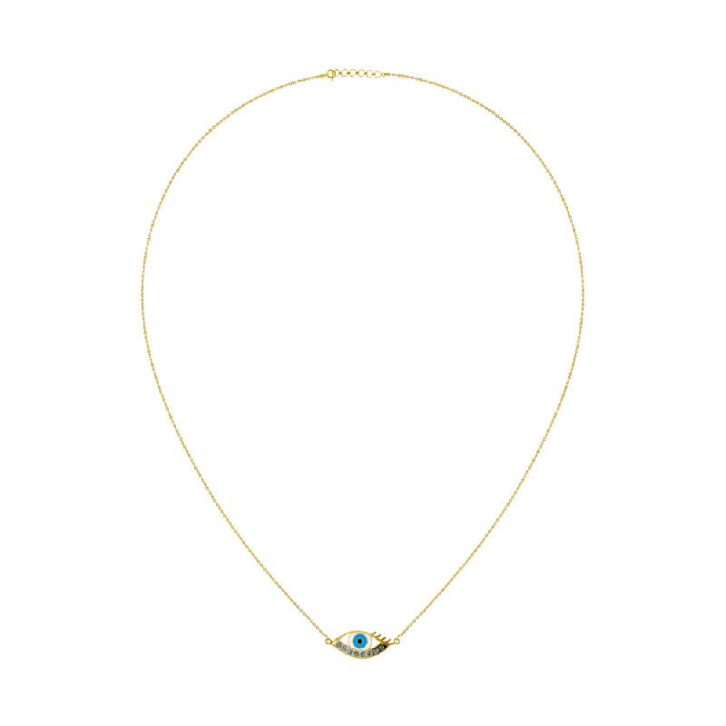 necklaces lightweight daily use -18 K Peacock Eye Themed Diamond And Gold Necklace