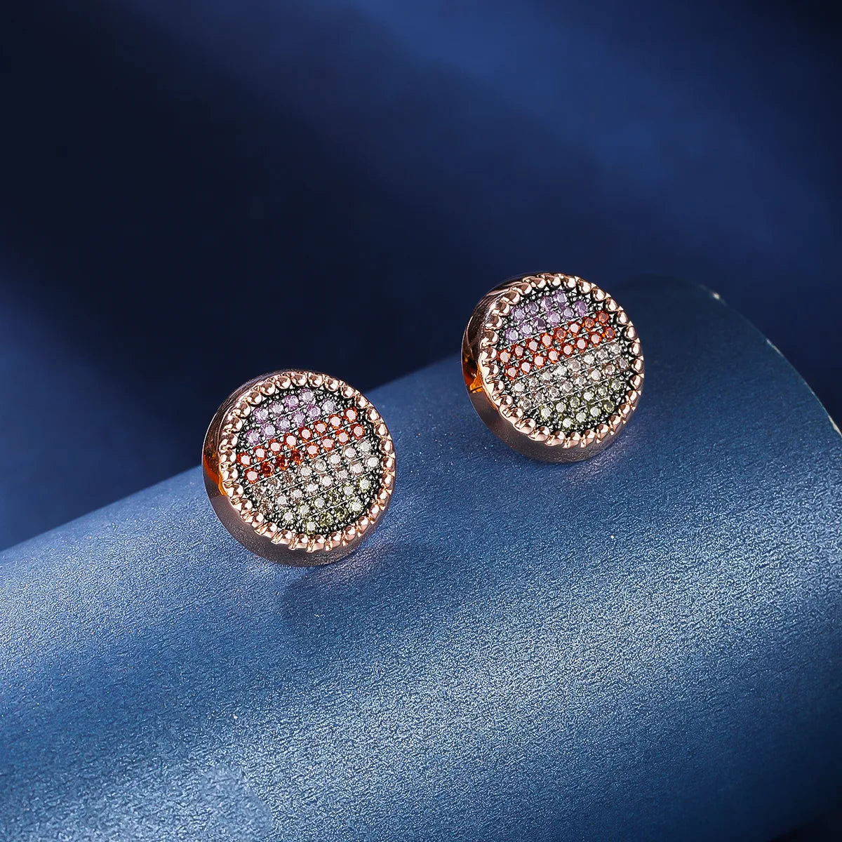 ladies earrings anniversary gift idea -1 Pair Elegant Classic Style Geometric Inlay Copper Zircon Rose Gold Plated Ear Studs