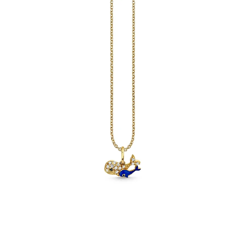 Gold & Diamond Whale Family Charm