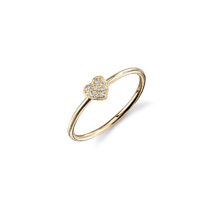 engagement rings pear shaped ring -Gold & Diamond Mini Heart Ring