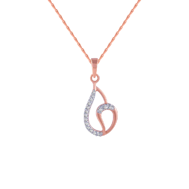 necklaces with aquamarine stone -18KT (750) Rose Gold And Diamond Pendant For Women