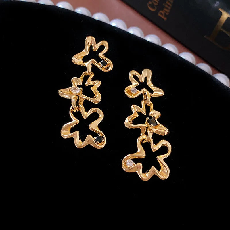 ladies earrings custom crafted -1 Pair Casual Elegant Simple Style Geometric Heart Shape Flower Plating Inlay Copper Artificial Rhinestones Earrings