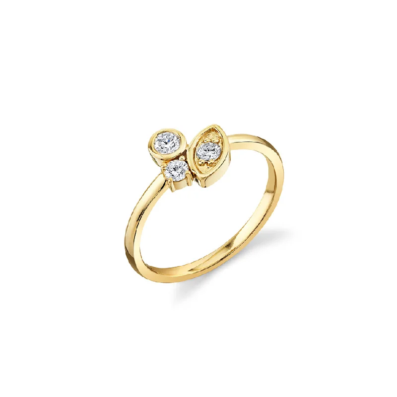 engagement rings with milgrain edge -Gold & Diamond Marquise Eye Cluster Ring