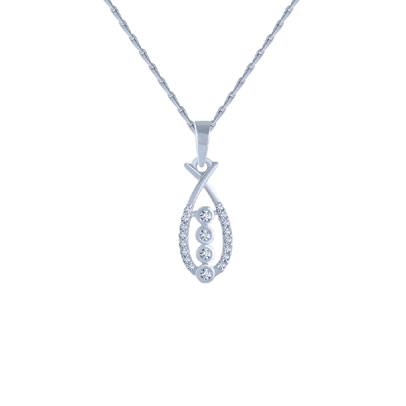 necklaces with white pearls -18KT (750) White Gold And Diamond Pendant For Women