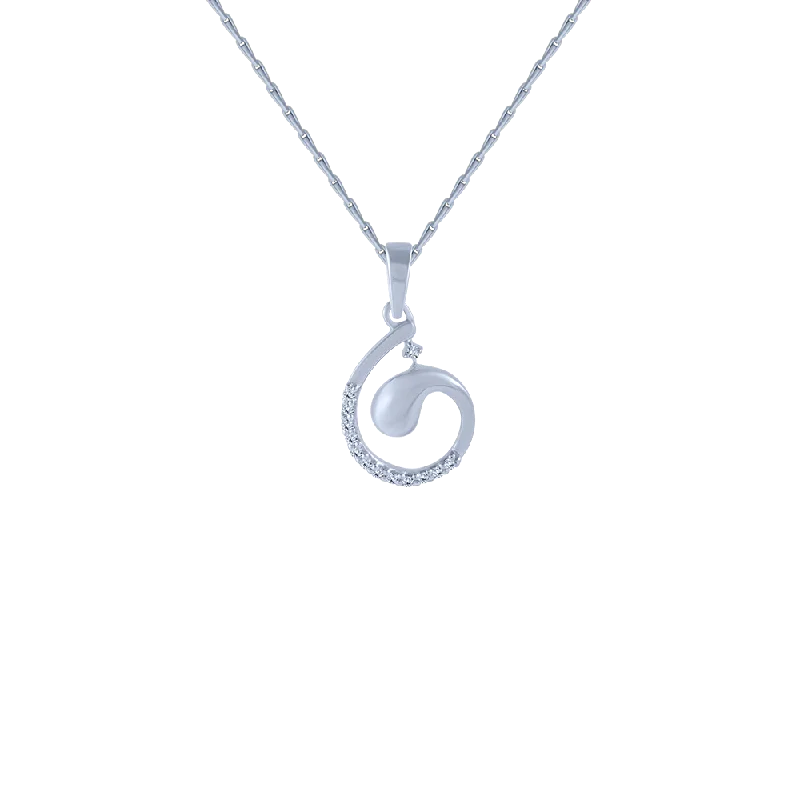 necklaces with silver pendant -18KT (750) White Gold And Diamond Pendant For Women