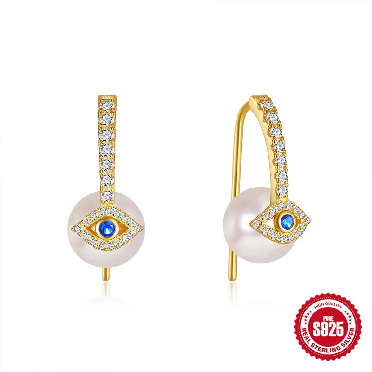 ladies earrings for daily wear -1 Pair Elegant Devil's Eye Plating Sterling Silver Hoop Earrings