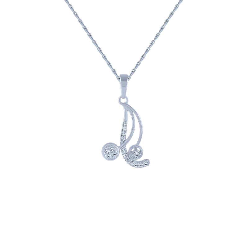 necklaces with heart charm -18KT (750) White Gold And Diamond Pendant For Women