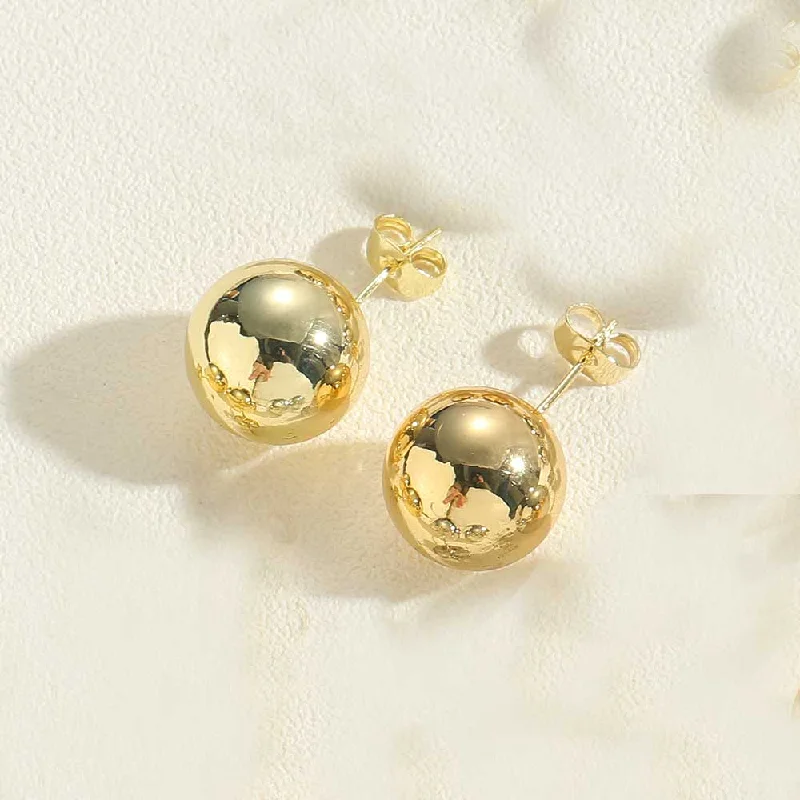 Real Gold Medium Single Bead Ear Studs