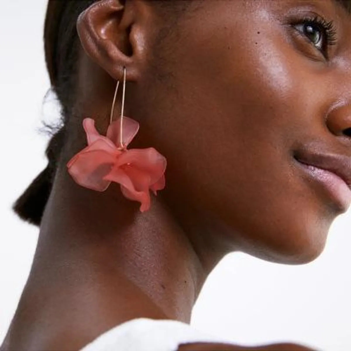 ladies earrings with onyx black -Lady Flower Earrings