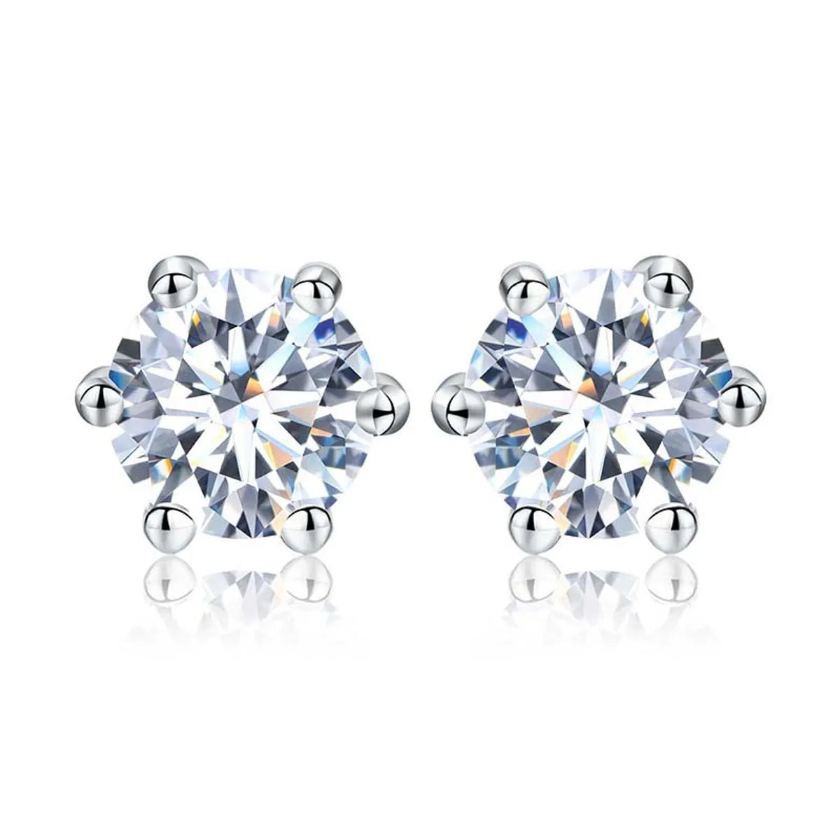 ladies earrings for prom night -Shiny Geometric Sterling Silver Gra Inlay Moissanite Ear Studs