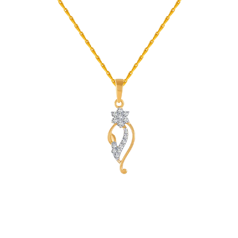 necklaces for couples love -18KT (750) Yellow Gold And Diamond Pendant For Women