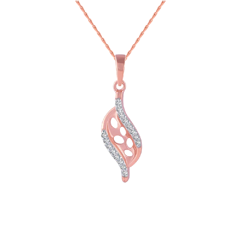 necklaces long chain style -18KT (750) Rose Gold And Diamond Pendant For Women