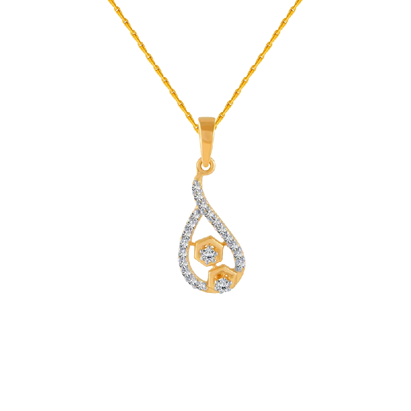 necklaces choker sleek style -18KT (750) Yellow Gold And Diamond Pendant For Women