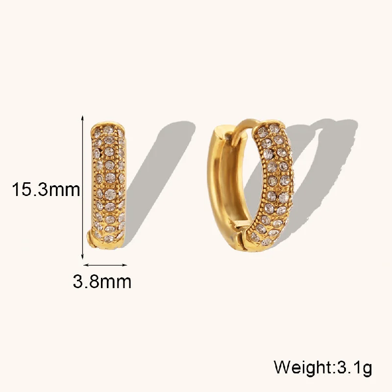 Full Rhinestone Zircon round Ear Clip-Gold