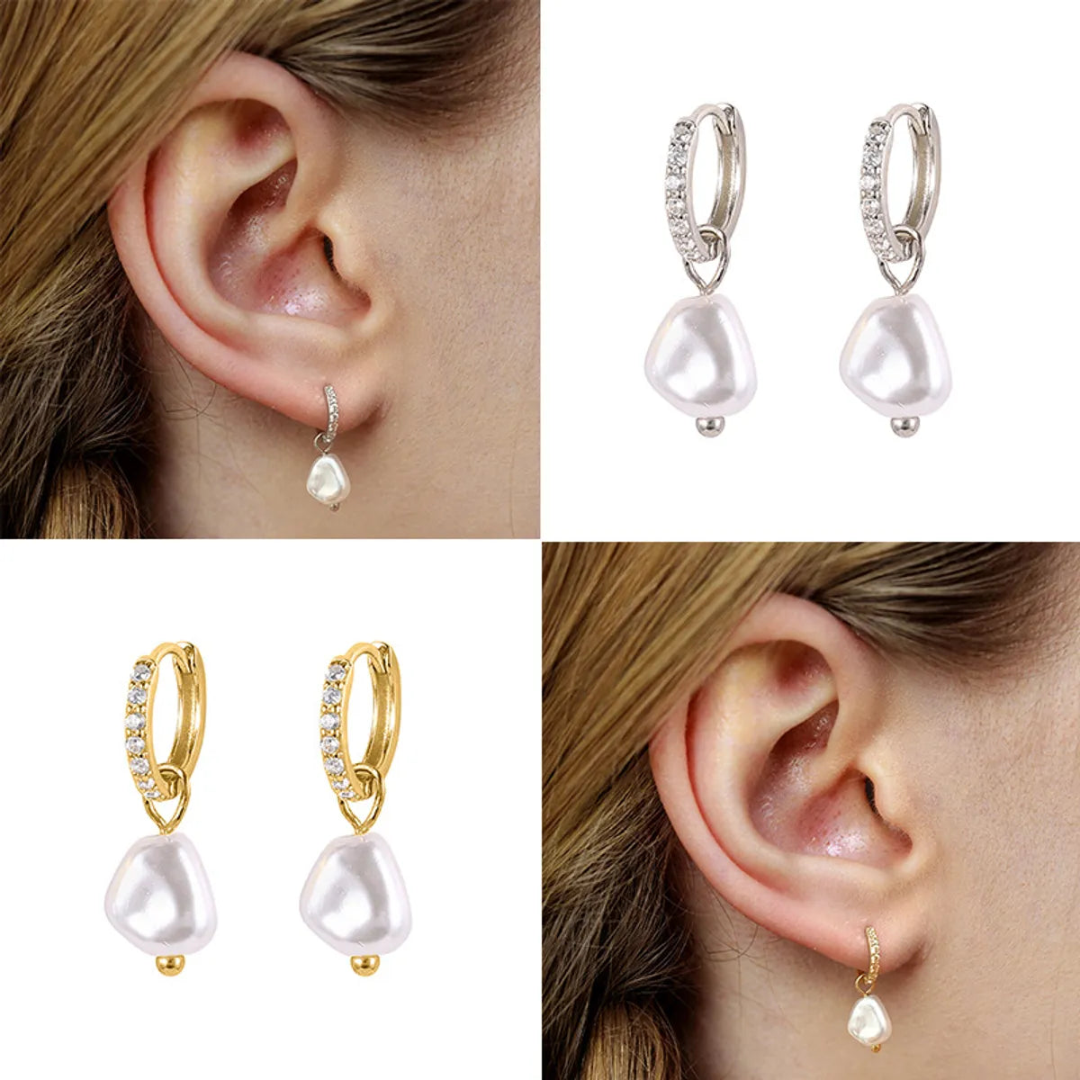 ladies earrings promise token style -1 Pair Elegant Geometric Sterling Silver Plating Inlay Zircon Drop Earrings