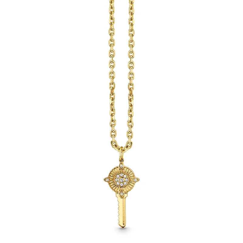 Gold & Diamond Protection Key Charm