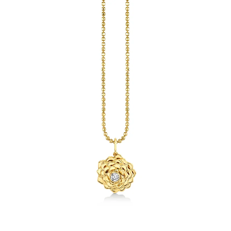 Gold & Diamond Camellia Charm