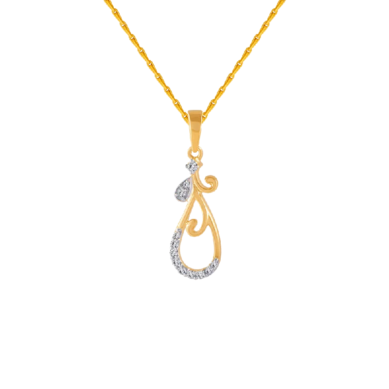 necklaces with orange garnet -18KT (750) Yellow Gold And Diamond Pendant For Women