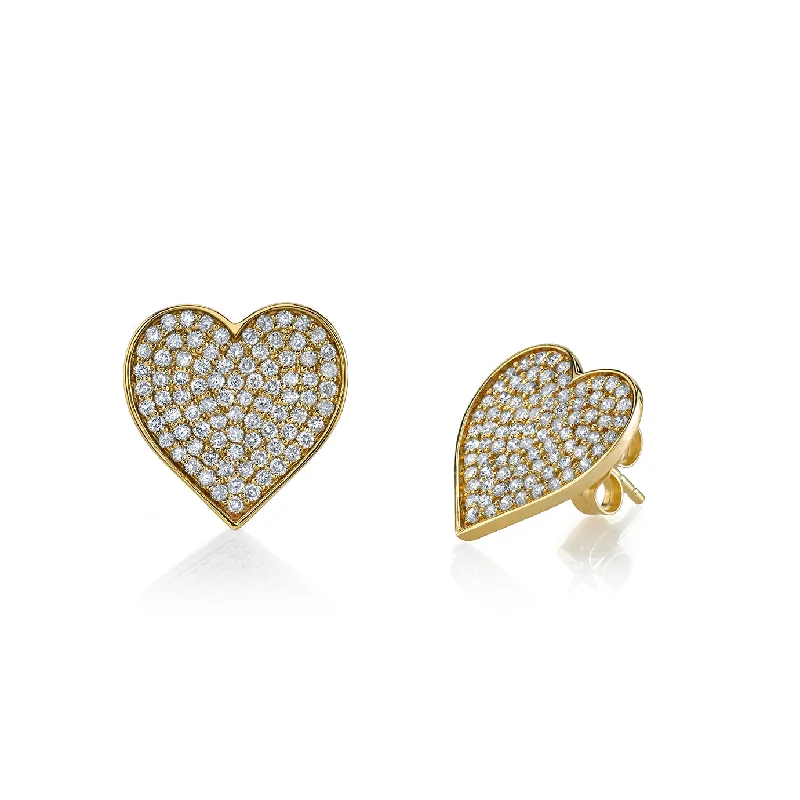 Gold & Diamond Large Heart Stud