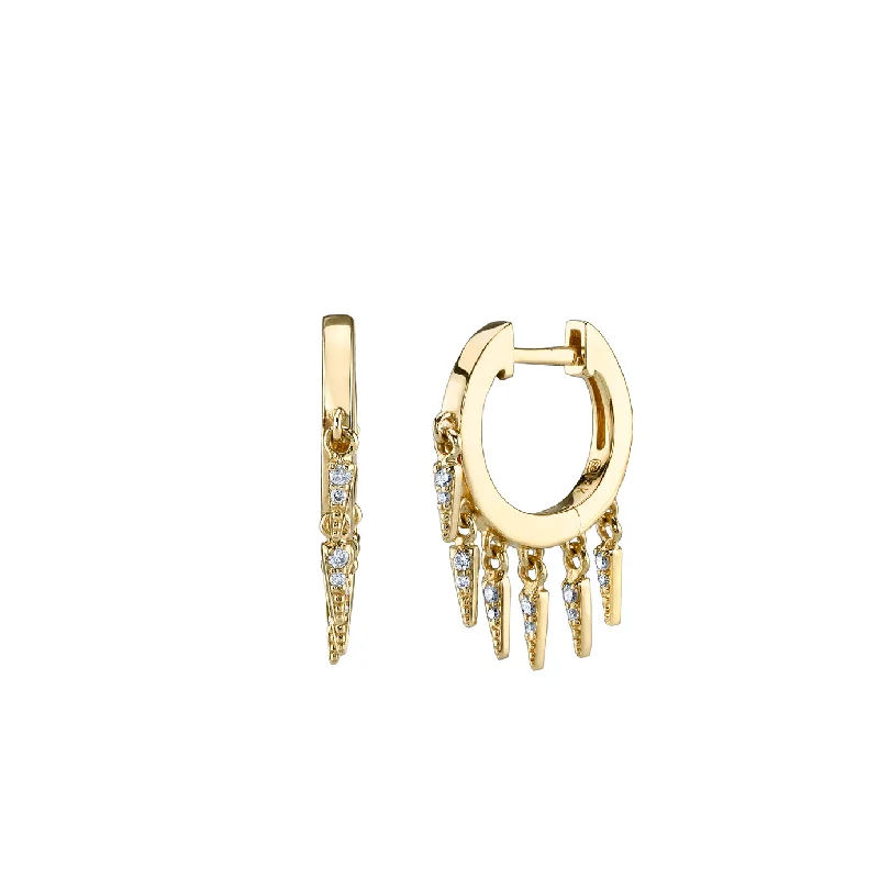 Gold & Diamond Small Fringe Huggie Hoops