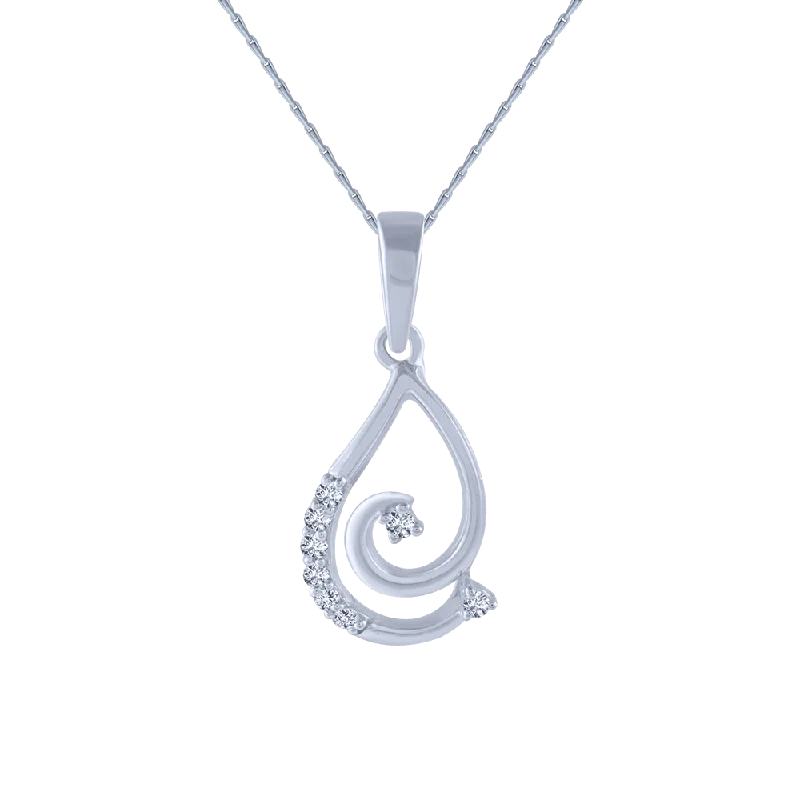 necklaces with pearl drop -18KT (750) White Gold And Diamond Pendant For Women