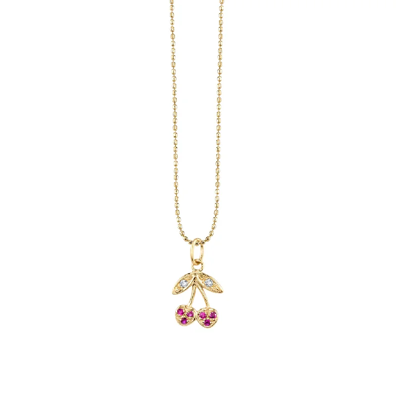 Gold & Diamond Small Cherry Charm