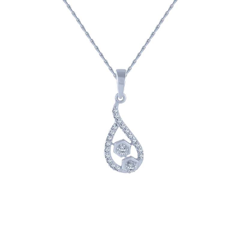 necklaces with opal gem -18KT (750) White Gold And Diamond Pendant For Women