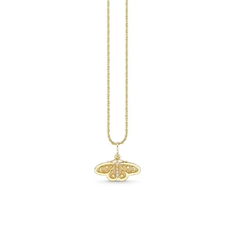 Gold & Diamond Small Celestial Moth Charm