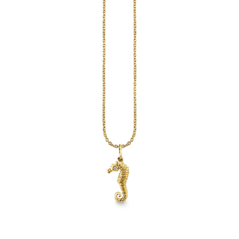 Gold & Diamond Small Seahorse Charm