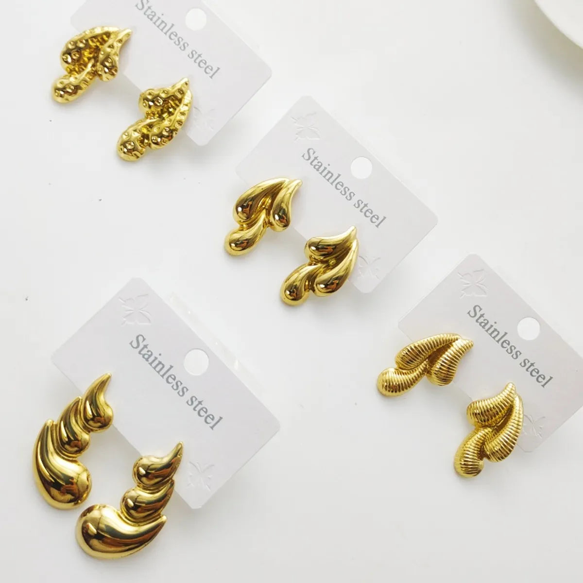 ladies earrings for wedding elegance -1 Pair Elegant Paisley Water Droplets 304 Stainless Steel 18K Gold Plated Ear Studs