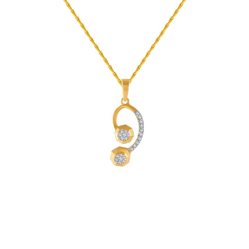 necklaces layered trendy look -18KT (750) Yellow Gold And Diamond Pendant For Women