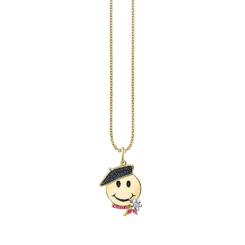 Gold & Diamond French Happy Face Charm