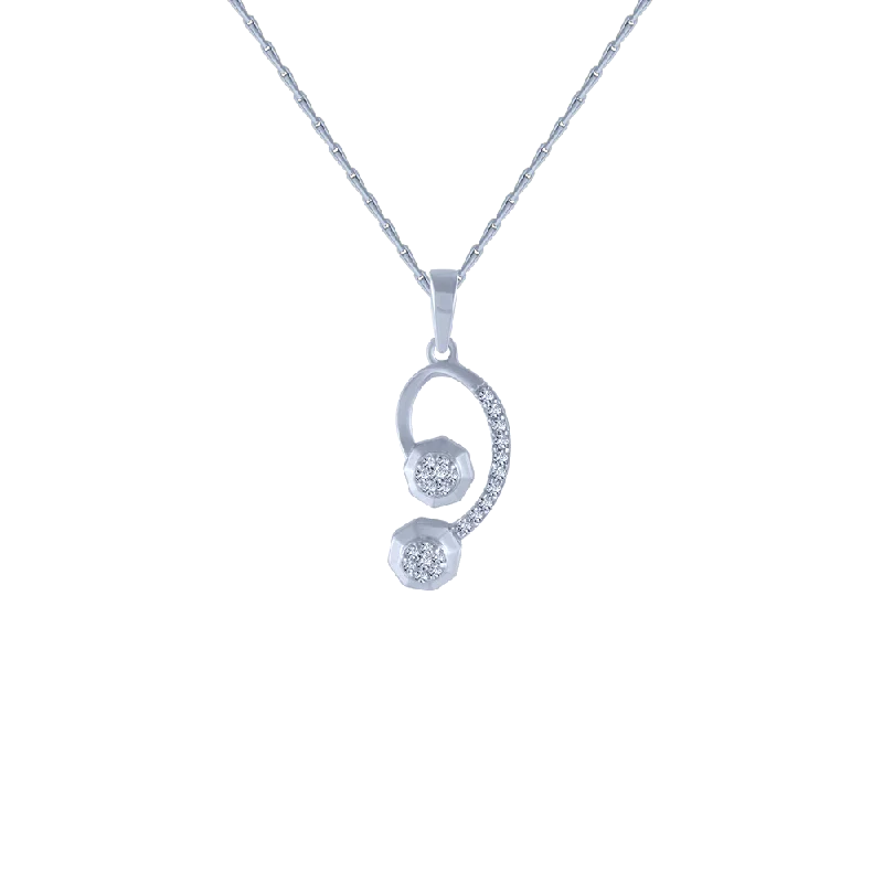 necklaces with initial pendant -18KT (750) White Gold And Diamond Pendant For Women